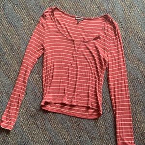 Express Striped Long Sleeve Crop Top